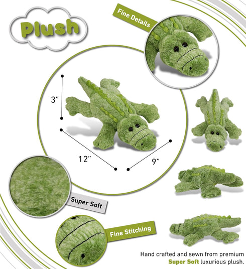 DolliBu Alligator Plush Toy, Super Soft Stuffed Animal, Green, 11.5 Inches