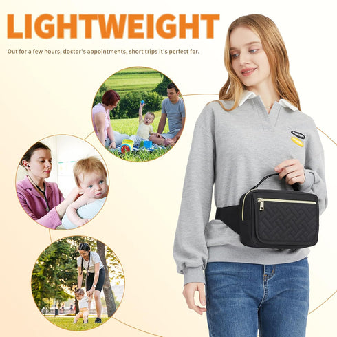 Small Diaper Bag with Portable Changing Pad, Crossbody Pack, Mini Fanny Pack for Baby Travel, Black