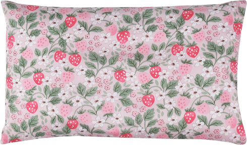 J-pinno Set, 100% 47" 59") Pink Strawberry Girls Cartoon Duvet Cover + Pillowcase Zipper Closure, Cotton, for Kids Crib