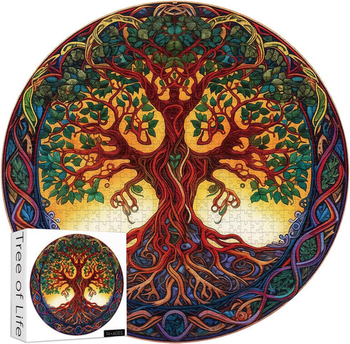 Tree of Life Puzzles for Adults 1000 Pieces, Mandala Tree Jigsaw Puzzles, Nature Plant Round Puzzles, Hard Challenging Puzzles
