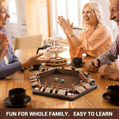 6-Way 1-6 ropoda Shut The Box Game-Upgraded Player Wooden Dice Game for Adults and Kids, Addition Training, Fun
