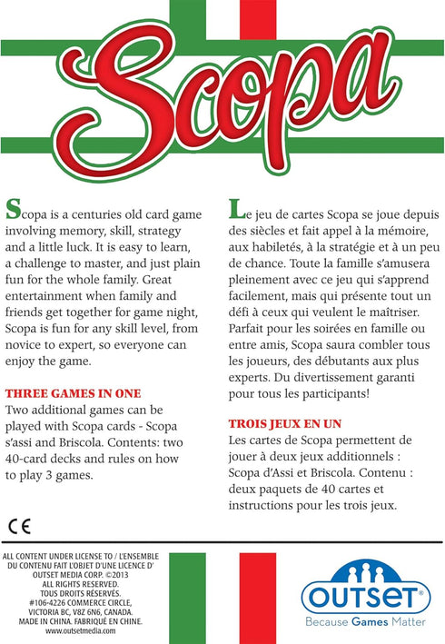 Imagination Outset Media: Scopa (Bilingual) - 3 Games in 1 - Develops Critical Thinking Skills