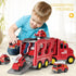 TEMI Fire Toys for 3-6 Years Old - 5 in 1 Carrier Truck Transport for Toddlers 1-3, Friction Power Vehicles
