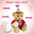Houwsbaby 13.5'' Birthday Teddy Bear Interactive Stuffed Animal Electric Singing Musical Plush Toy with Cupcake for Kids