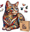 LEOGOR Wooden Puzzles for Adults - Whiskered Cat Mosaic, 350 Piece Large Size (14 x 18.1 in) with Vibrant Flowers