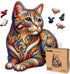 LEOGOR Wooden Puzzles for Adults - Whiskered Cat Mosaic, 350 Piece Large Size (14 x 18.1 in) with Vibrant Flowers
