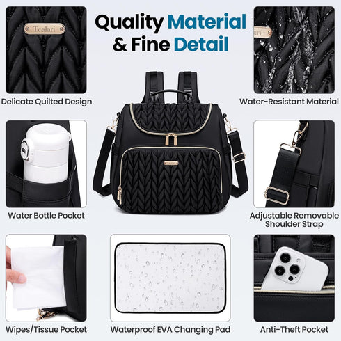 Tealari 4 1 Backpack,Waterproof Backpack,Stroller in Convertible Diaper Bag Baby Diaper Bag with Changing Pad,Converts