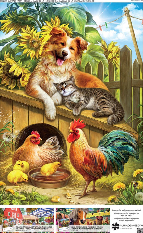 Buffalo Games - Nadia Strelkina - 500 Piece Jigsaw Puzzle for Adults - Summer Farm Friends - Perfect for Game Nights