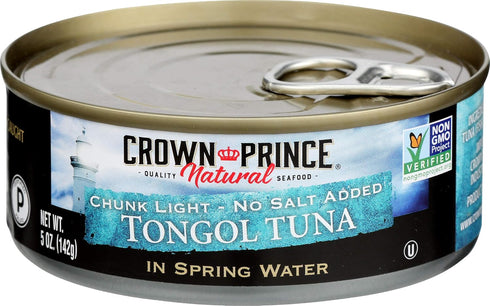 Crown Prince Natural Tongol Tuna Chunk Light in Spring Water No Salt Added -