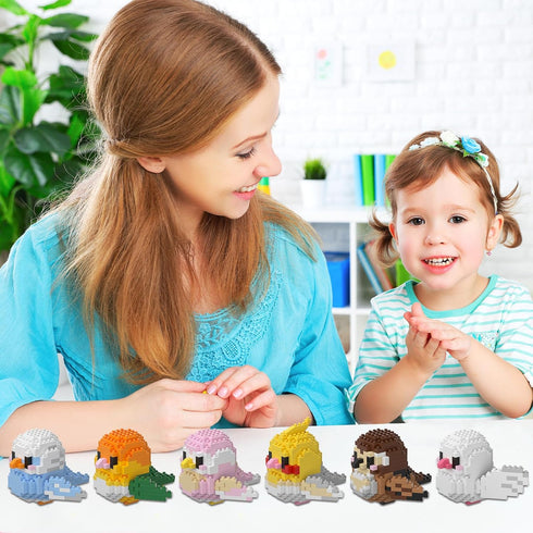 HJPLPXH Sets Kids6 Parrots Micro Mini Building Block Birthday Gift for Kids, Animals Buildling Model Kits, Mini Bricks