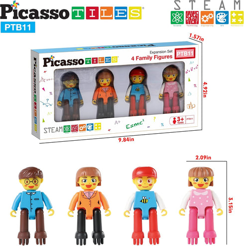 Picasso Toys Hedgehog Blocks 4 Family Action Character Figures, Toddler Toy Construction Building Tile Block Expansion