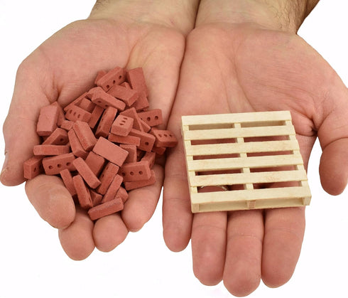 Acacia Grove Mini Red Bricks with Pallet, 100 Pack, 1/12 Scale