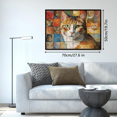 Cat Puzzles for Adults, 1000 Pieces, Funny Kitten Jigsaw Puzzles, Mosaic Meows Animal Puzzle
