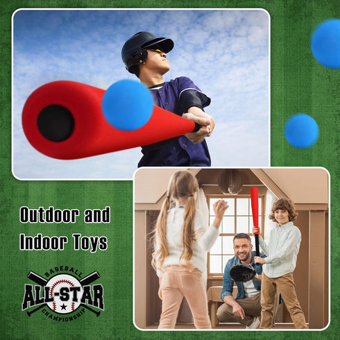Wettarn 4 Pieces Foam Baseball Bat 24 Inches with 4 Pcs Safe Soft Baseballs T Ball Set for Outdoor Indoor Sport Game