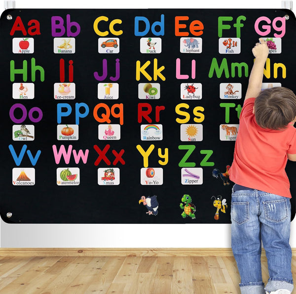 Craftstory 130 Pcs Alphabet Learning Toys Letters-Felt Montessori Board for Toddlers with