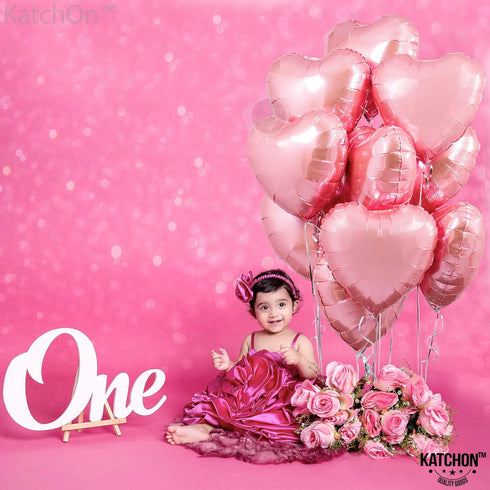 KatchOn Light Pink Heart Balloons Foil, 18 Inch, Pack of 10, Heart Shaped Balloons for Special Occasions