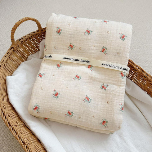 Blankets,4-Layer Pattern,47"x51" BuLuTu Toddler Blanket Muslin Cotton Baby Blanket Soft Nursery Bed Blankets Shabby