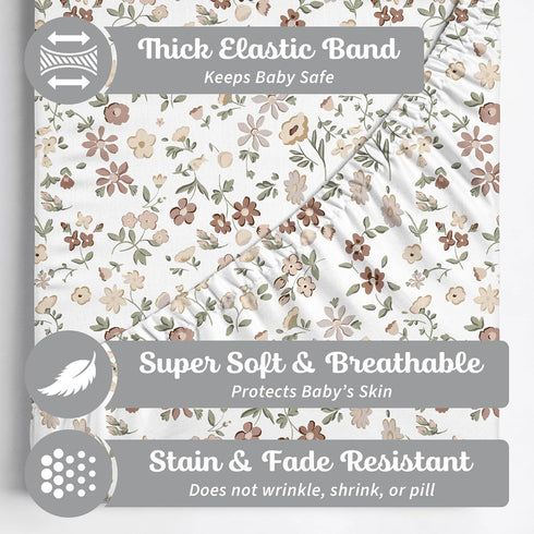 2 Pack Crib Sheets Neutral - Fitted Baby Crib Sheets Bed for Girl Boy - Standard & Toddler Mattress - Buttery Soft