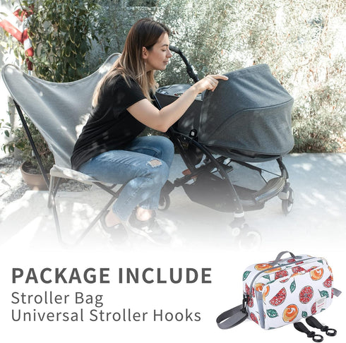 Non-Slip Stroller Organizer Bag for Diapers with Insulated Pocket, Hooks, Adjustable Strap, Universal Fit for Most