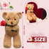 Christmas Plush Stuffed Animal Bear with Rose, Cute Gifts for Kids, Toddler, Girlfriend, 11.8 Inches