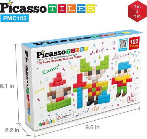 Picasso Cubes Kids 1” Magnetic Puzzle Cube, 102 Piece Mix & Match with FREE Idea Book, Sensory Toys