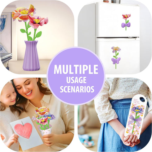 Wiyeang 6-12,Birthday 6 7 8 9 10 11 DIY Fabric Flower Bouquet Kit for Girls,Arts and Crafts for Kids Ages Gifts Ideas