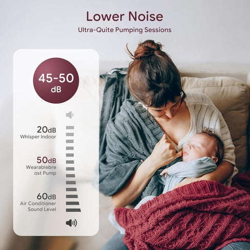 Mumior 4 &12 Function-24 mm, Gift,1 Pack Heated Base Hands Free Breast Pump, Wearable Breastfeeding Pump of Baby Heated