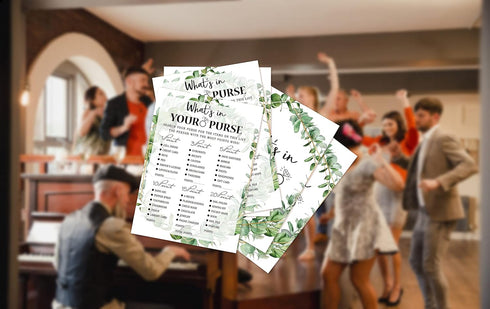 Bridal Shower Game Cards, Tropical Jungle Theme Engagement Party Cards, Set of 30 Cards (Leaf011)