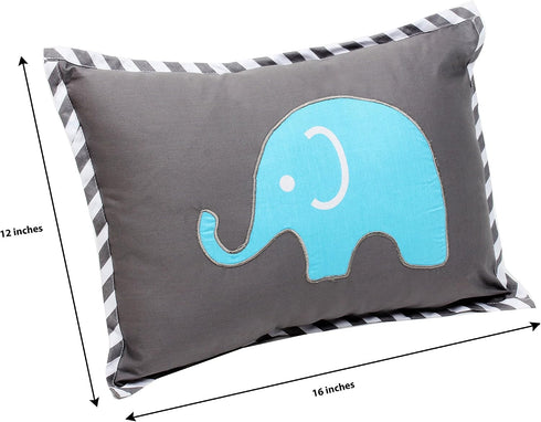 Elephants Aqua/Lime/Grey Decorative Pillow by Bacati