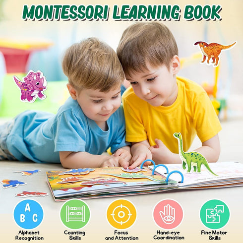 Montessori Busy Book for Toddlers, Educational Toys with 12 Themes, Learning Activities Gift for 1-4 Year Olds