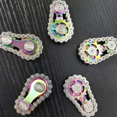 Sprocket Fidgets Chain Stainless Steel Fidget Cube Gears Linkage Bike Chain Novelty Fidget Block Kinetic Desk Toy Metal