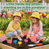 Set 3-8, Kids Gardening Outdoor Tools with Adorable Sun Protective Hat & Bunny Apron, Carrot-Shaped Shovel Rake Trowel