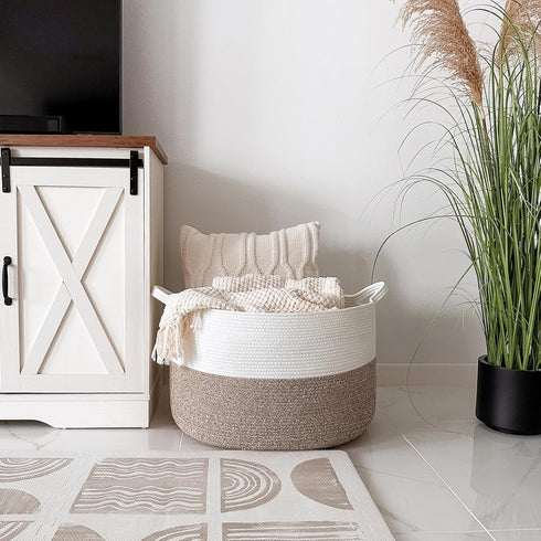 21.7" 21.7" 13.8"-Storage INDRESSME XXXLarge Blanket Basket for Living Room x x Basket with Handle for Organizing Toy