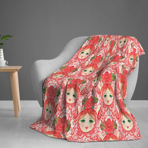 Duduho Cozy 40"X30" Traditional Russian Nesting Doll Baby Blanket Ultra Soft Throw Blanket All Season Warm Light Weight