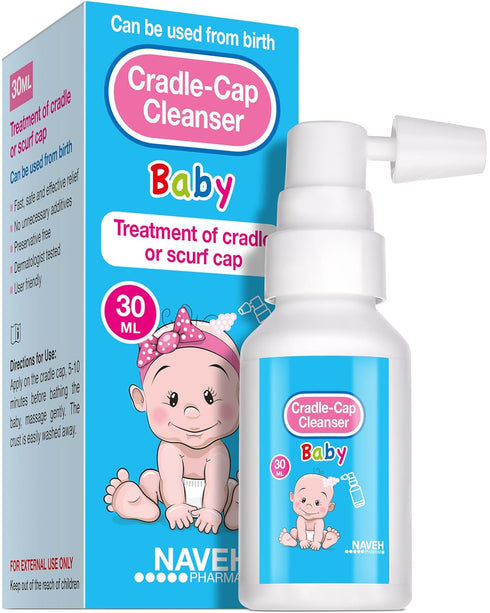 NAVEH PHARMA Cradle Cap Cleanser for Baby & Kids | 100% Natural Treatment, Spray & Wash, 1 FL OZ