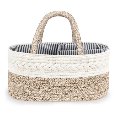 Maliton Diaper Caddy Organizer for Baby, Cotton Rope Baby Gift Basket, Portable Diaper Organizer for changing table, Diaper Nursery Storage Organizer for Baby Stuff, Baby Shower Gifts for Newborn by Maliton