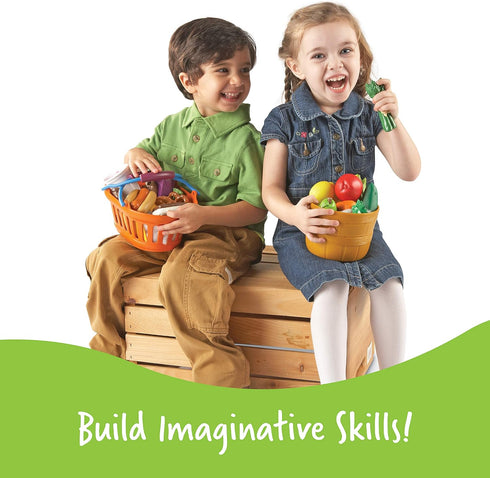 Learning Resources New Sprouts Deluxe Market Set - 32 Pieces Pretend Play Food for Toddlers, Kitchen Toys