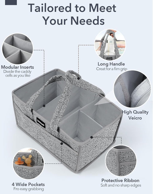 URMYWO Diaper Caddy Organizer - Portable Baby Diaper Caddy with Handle, Large Nursery Organizer Storage Basket
