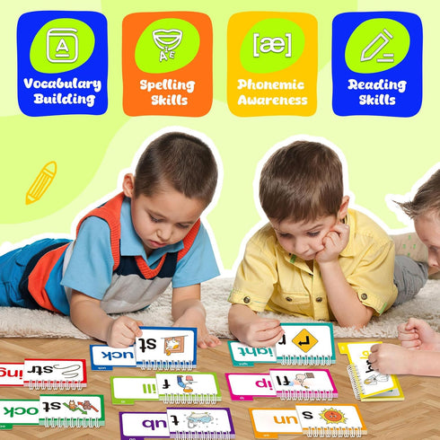 Zazopup 30 Read and Rhyme Flip Books,Word Family Build Book,Learn to Read Phonics Flash Cards,Sight Words Flash Cards