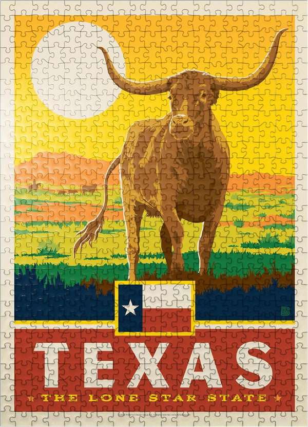 MyPuzzle Texas: The Lone Star State, Vintage Poster, Premium 500 Piece Jigsaw Puzzle for Adults