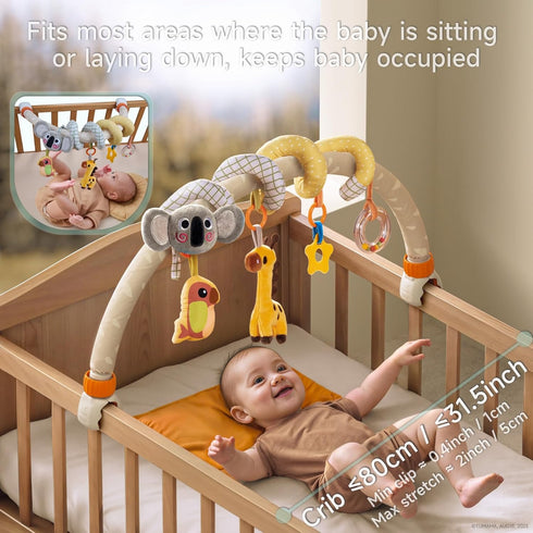 2 1 0 3 6 9 12 24 TUMAMA in Spiral Car Seat Toys Arch Stroller Toy Baby Hanging Toys with Clip Adjustable Detachable