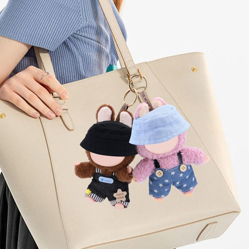 QUPIVA 15cm-17cm Summer Set 17 CM Dolls Clothes with Adjustable Straps & Cute Hat for Girls, Overalls Outfits Clothing