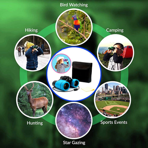 Kids Binoculars, Best Gifts for 3-12 Years Boys Girls, High-Resolution Optics Mini Compact Telescope for Outdoor Play