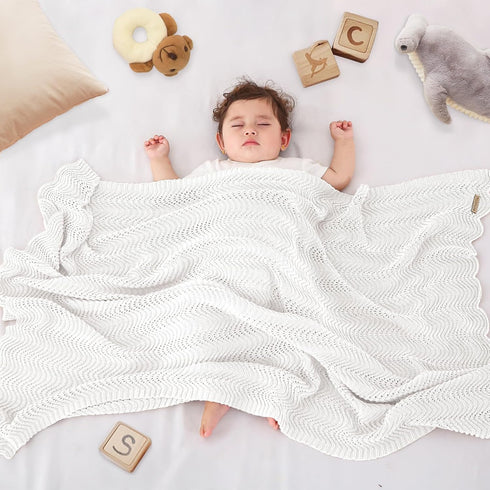 3140 Inch Cotton Knitted Baby Blanket Neutral Swaddle Receiving Blanket for Newborn, Toddler, Boys & Girls, Crib