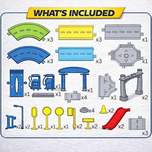 Playset 6 My First Speed Racing Assembly Track Builder Toy - Starter Kit with Diecast Cars, Accessories for Kids