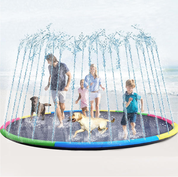 Lewtemi 10 ft Extra Large Non-Slip Splash Pad 120" for Adult Kids