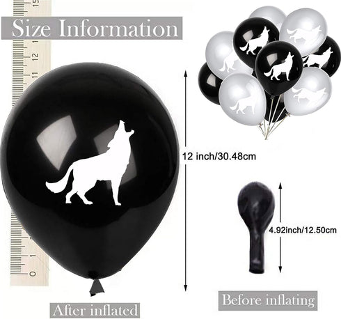 24PCS Wolf Latex Balloons for Wild Wolf Animal Theme Party Supplies, 12inch Balloons for Kids Birthday