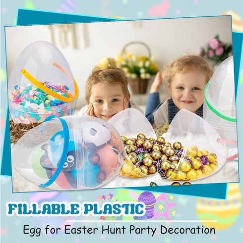 Restroma 12 Inch/ 10 Inch/ 8 Inch 4/5/ 6/7/ 8/10/ 12 (8 (10 Inch)) Giant Clear Easter Eggs Fillable Pcs Jumbo Plastic