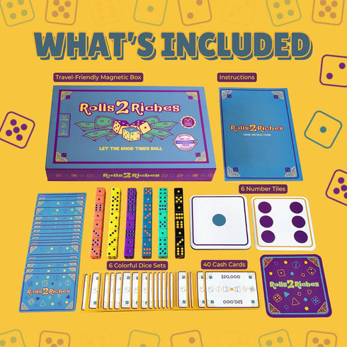 Rolls2Riches 2 Summer Award-Winning Board Game for Families Rolls Riches | Fast-Paced Dice, Card & Strategy Game