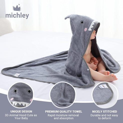 0-5 29.5 39.5 Inch MICHLEY Bamboo Viscose Baby Hooded Bath Towel for Years Boys and Girls, x Ultra-Soft